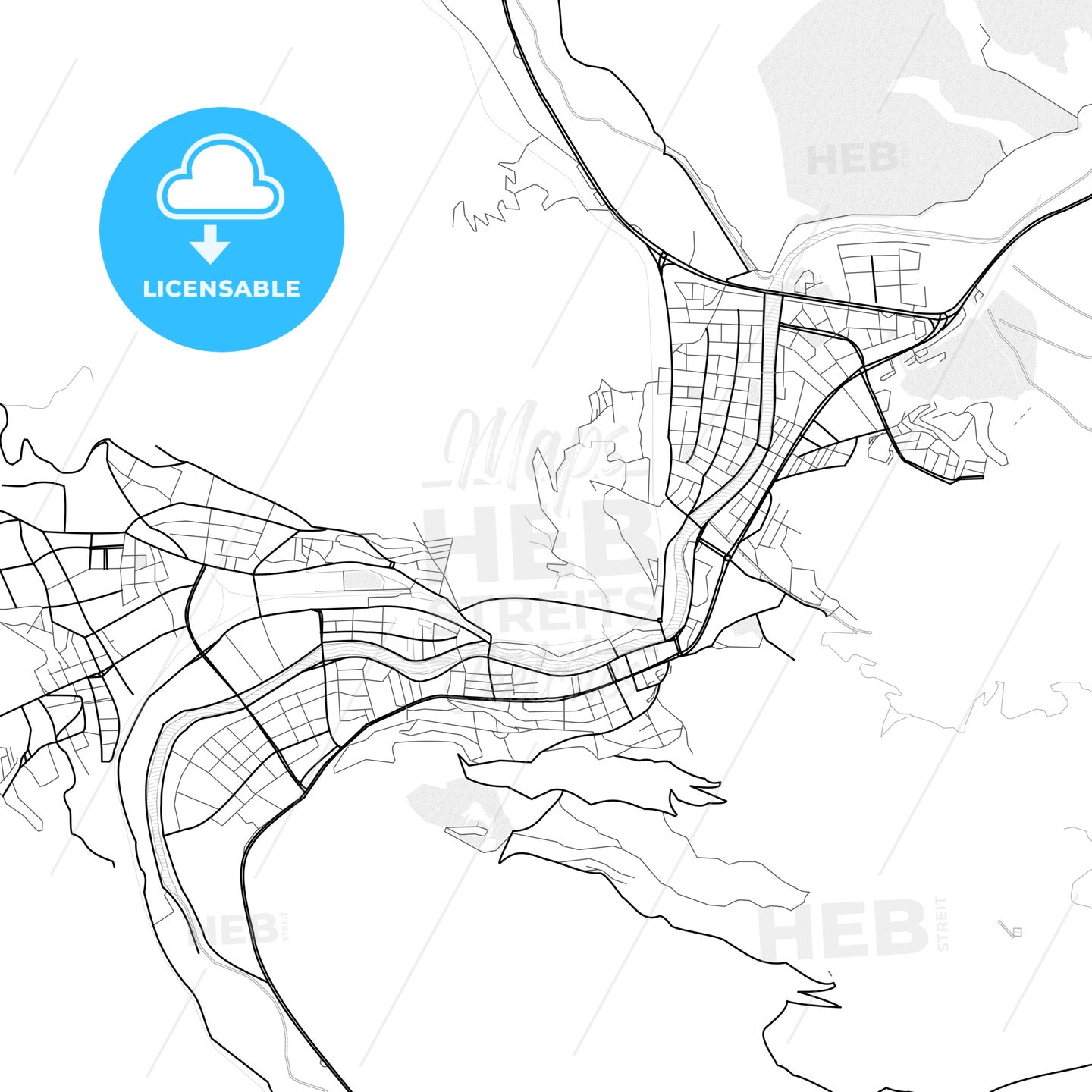 Vector PDF map of Amasya, Turkey
