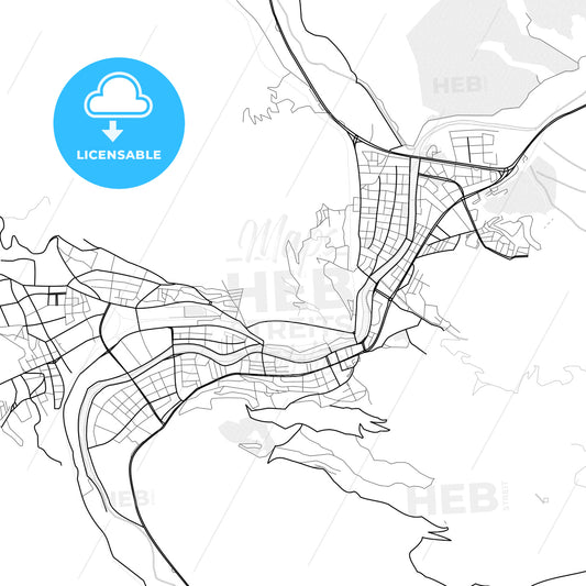 Vector PDF map of Amasya, Turkey