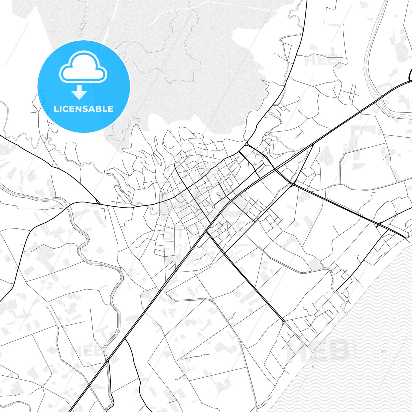 Vector PDF map of Anamur, Turkey