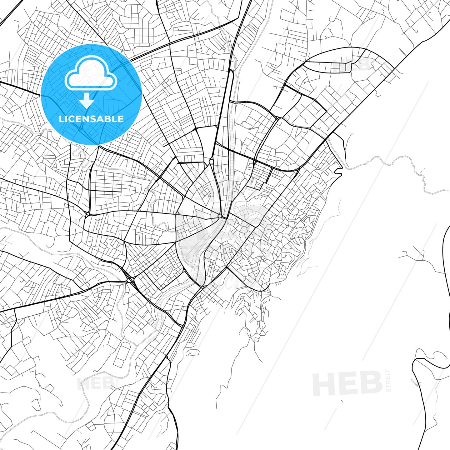 Vector PDF map of Antakya, Turkey - HEBSTREITS