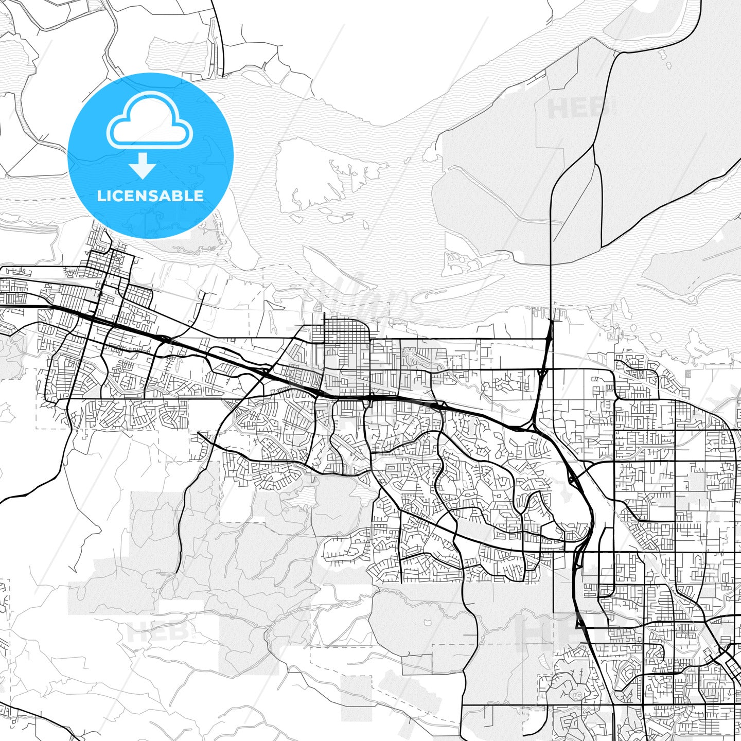 Vector PDF map of Antioch, California, United States