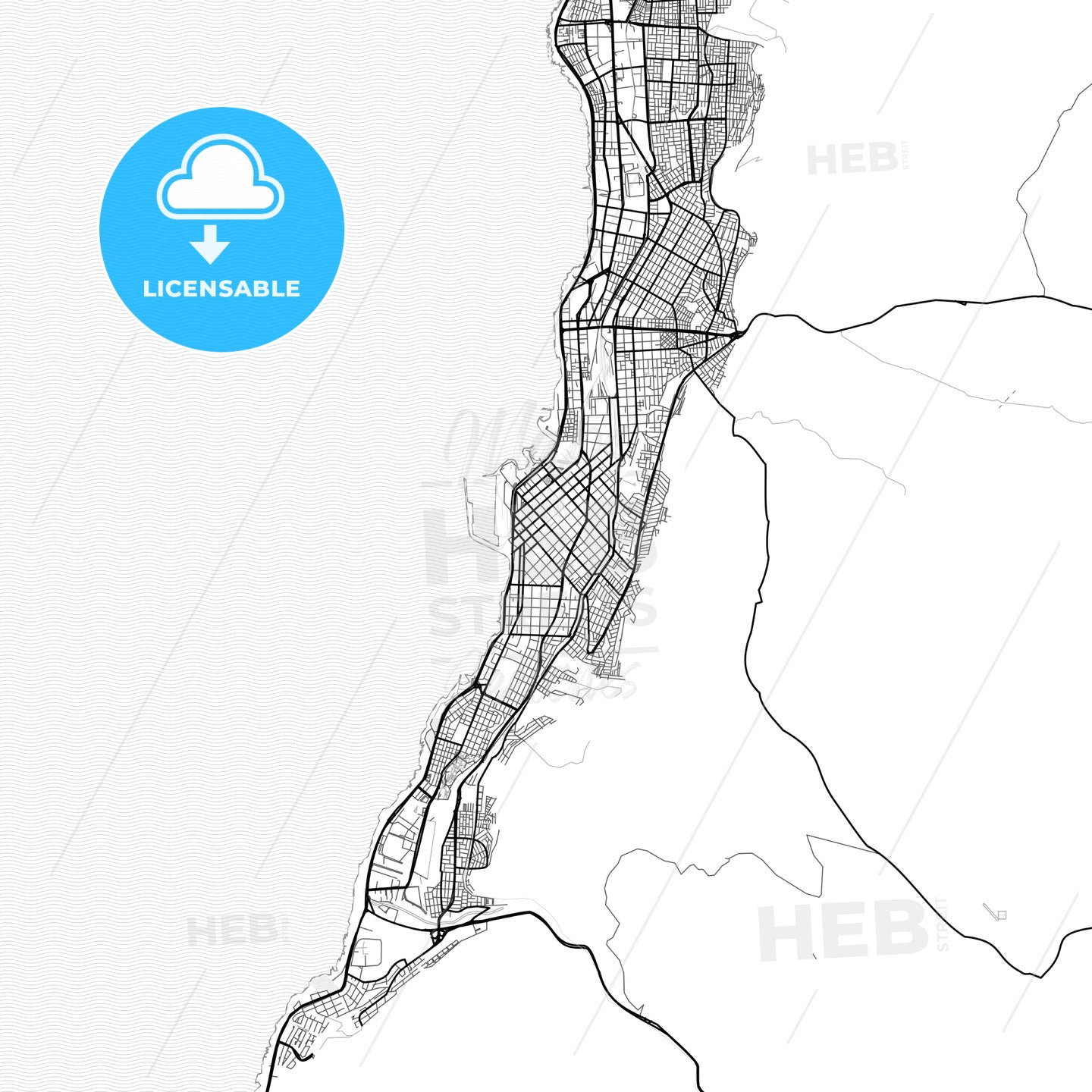 Vector PDF map of Antofagasta, Chile