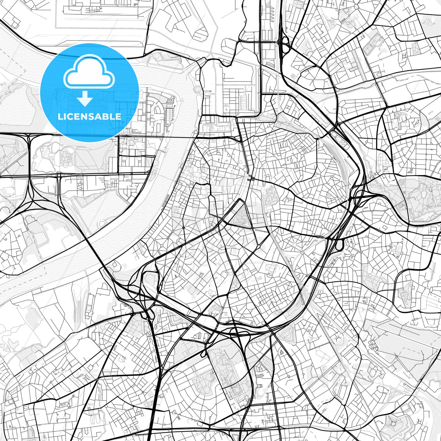 Vector PDF map of Antwerp, Belgium