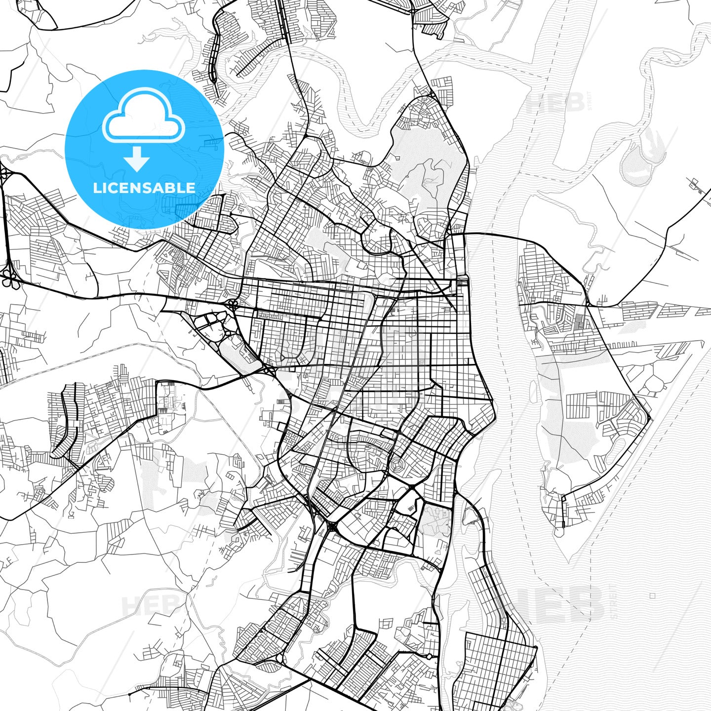 Vector PDF map of Aracaju, Brazil