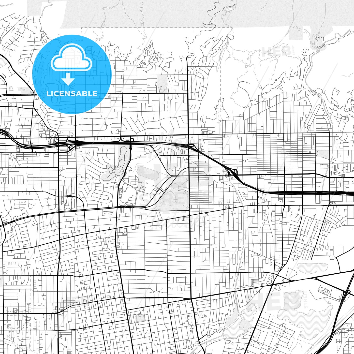 Vector PDF map of Arcadia, California, United States