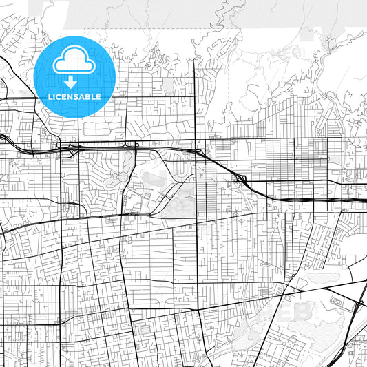 Vector PDF map of Arcadia, California, United States