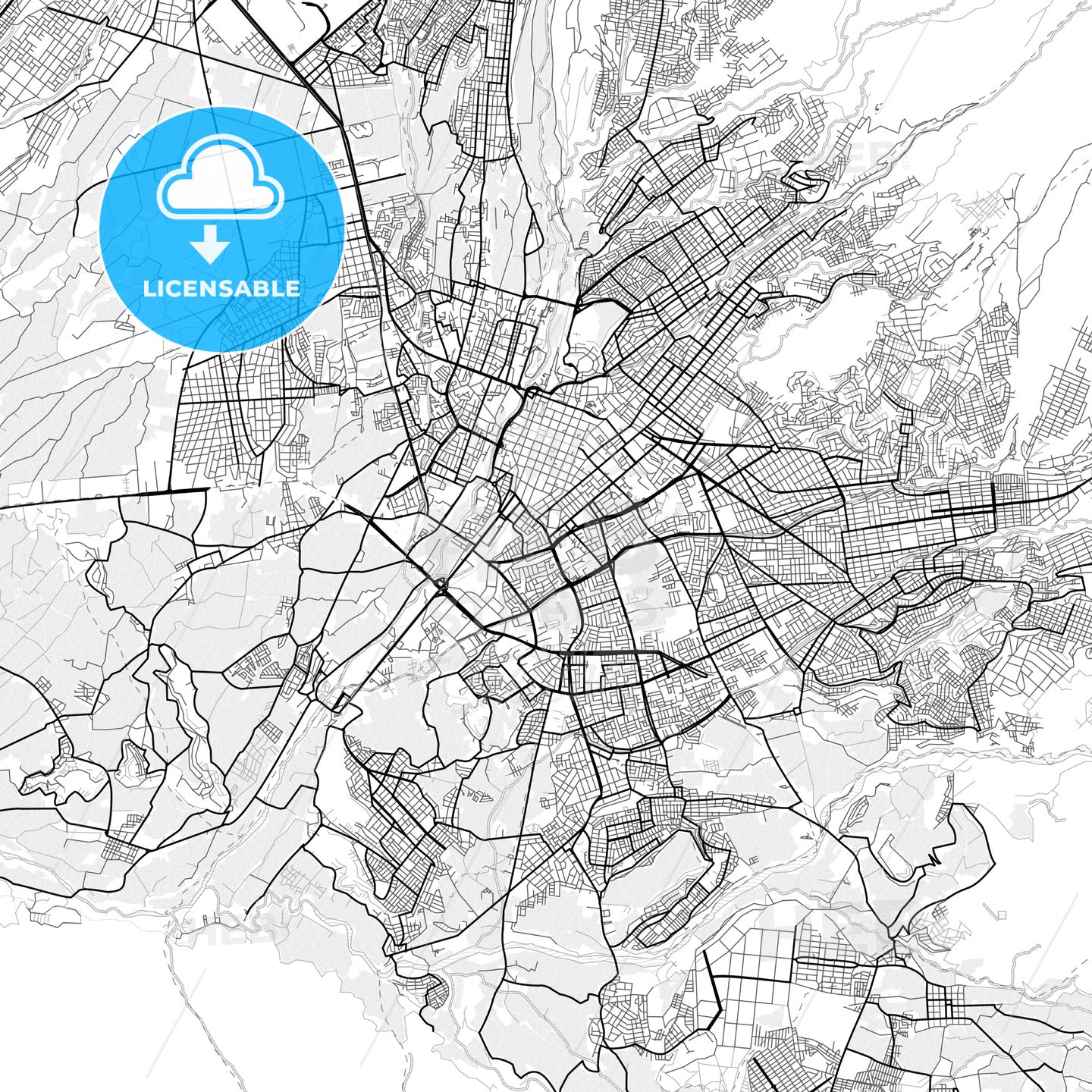 Vector PDF map of Arequipa, Peru