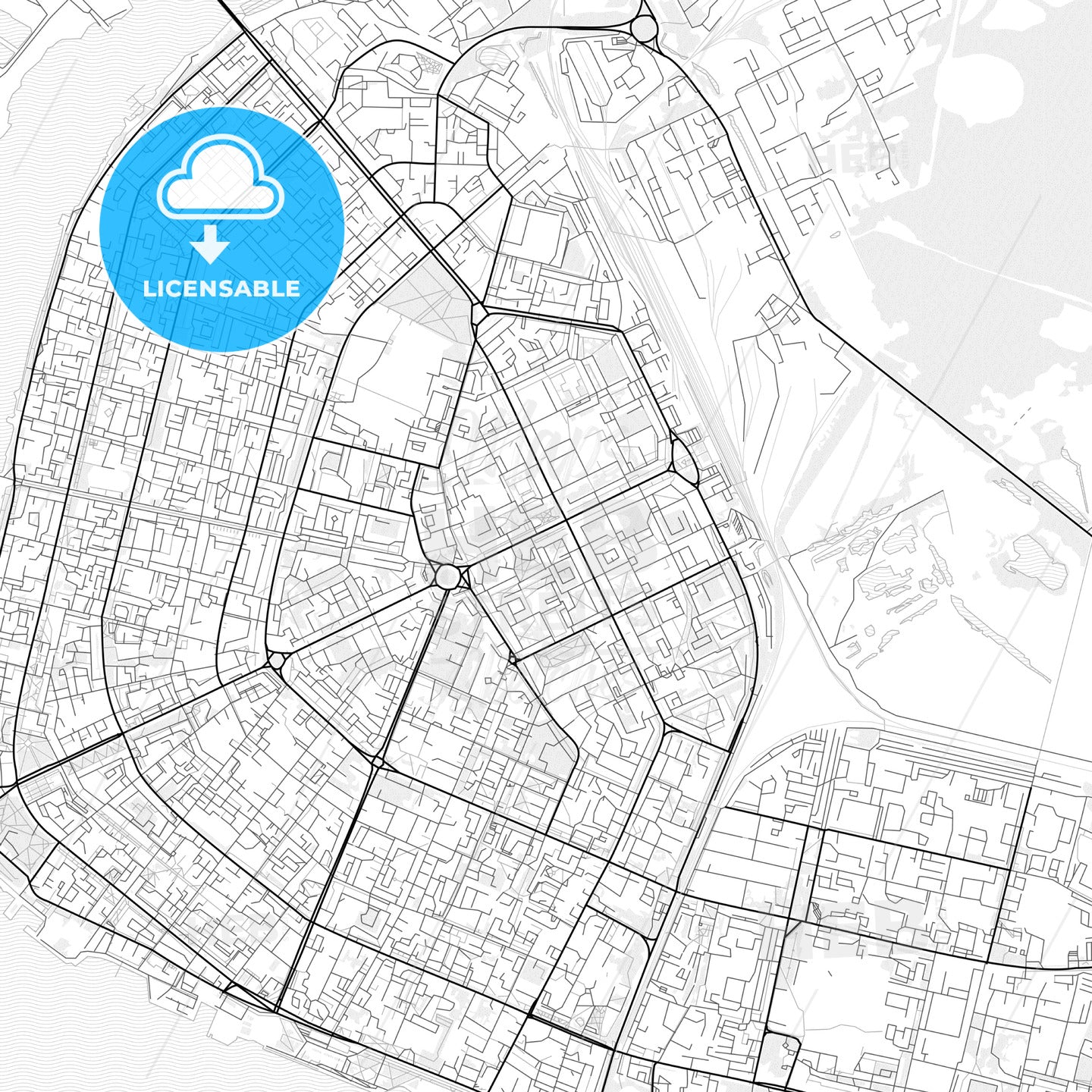 Vector PDF map of Arkhangelsk, Russia