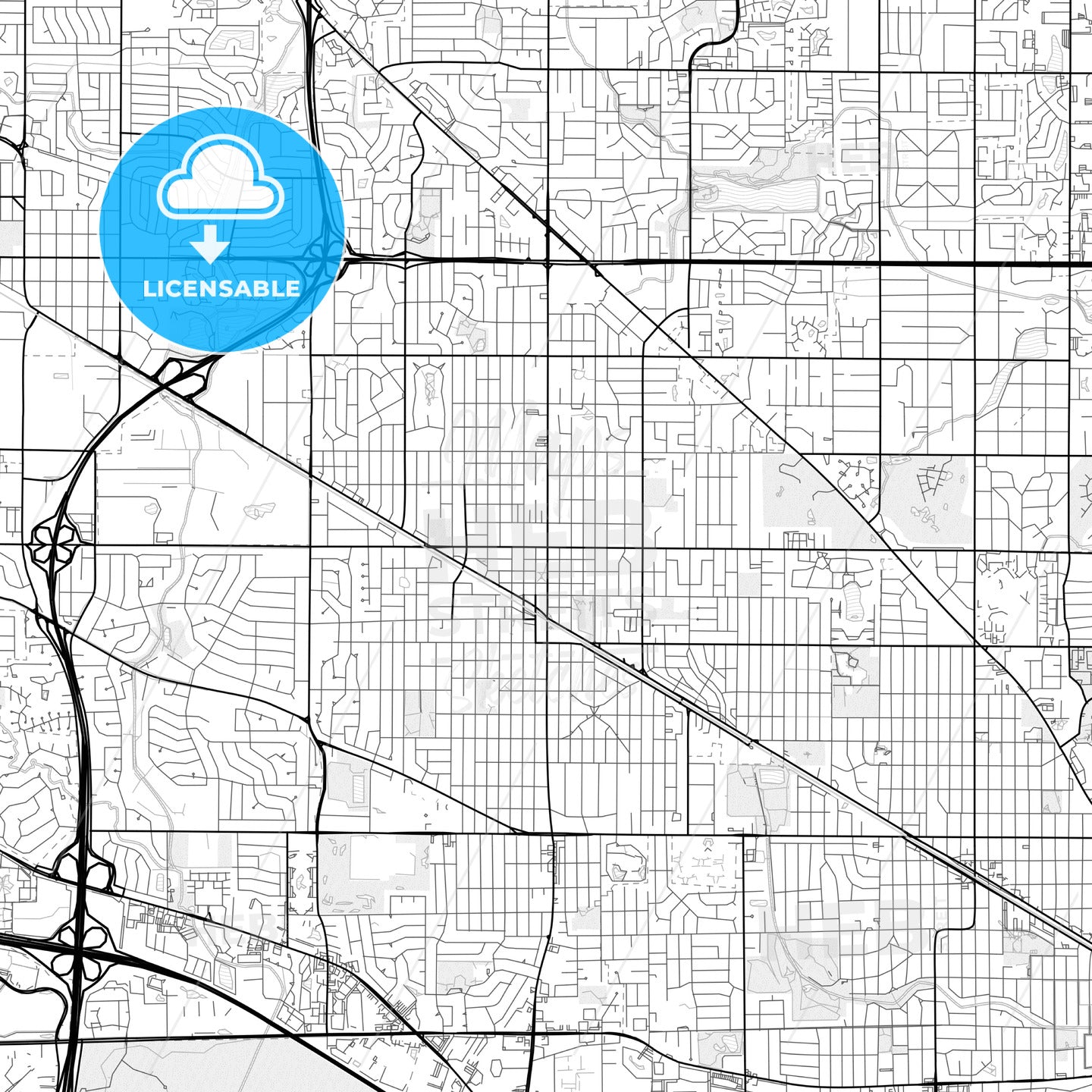 Vector PDF map of Arlington Heights, Illinois, United States