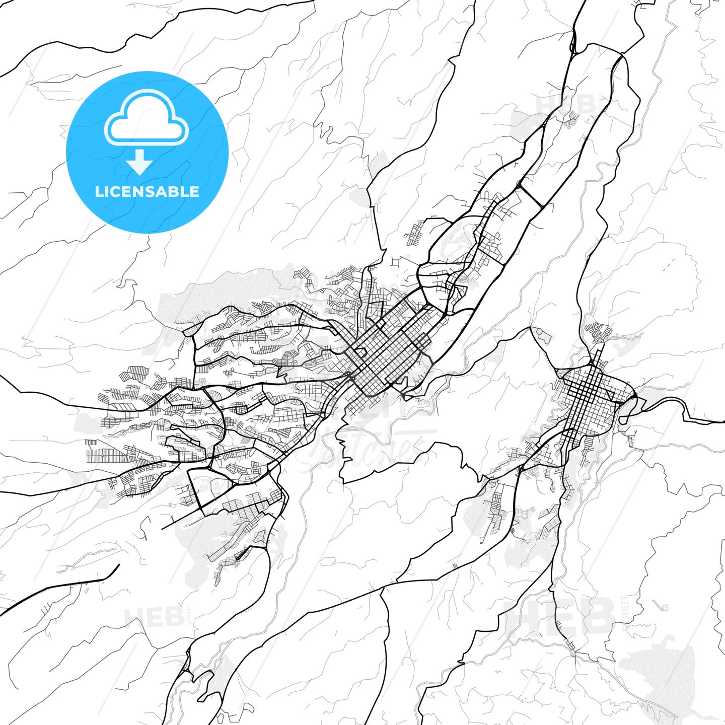 Vector PDF map of Armenia, Colombia