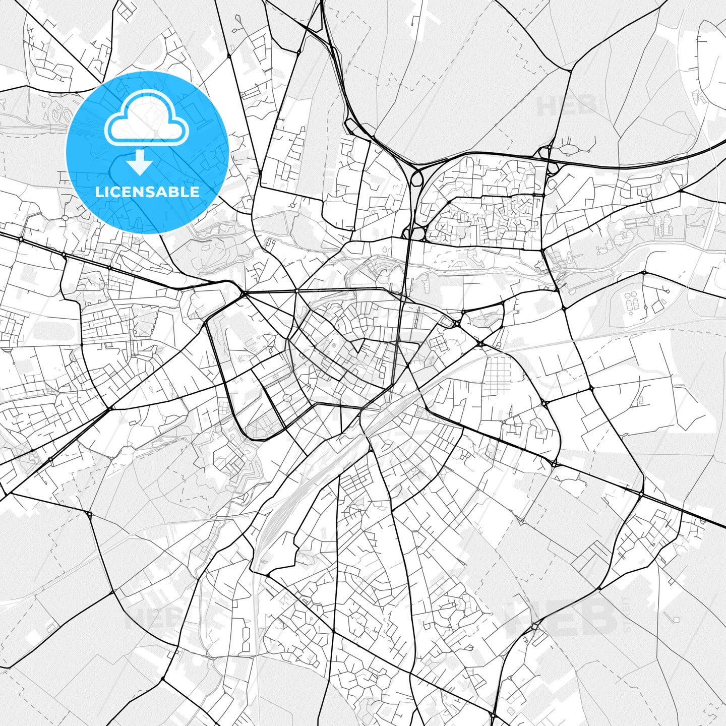 Vector PDF map of Arras, France