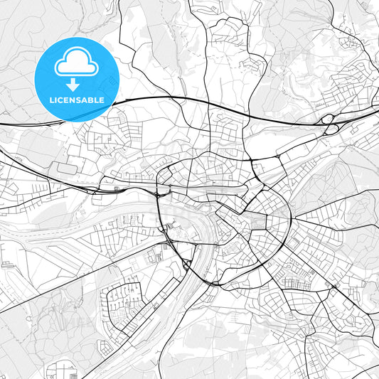 Vector PDF map of Aschaffenburg, Germany