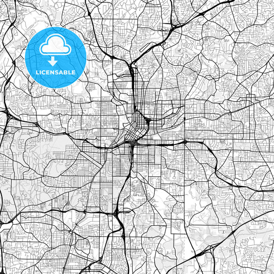 Vector PDF map of Atlanta, Georgia, United States