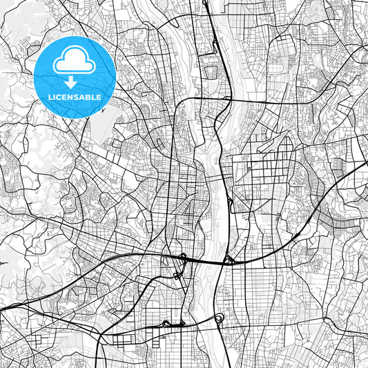 Vector PDF map of Atsugi, Japan