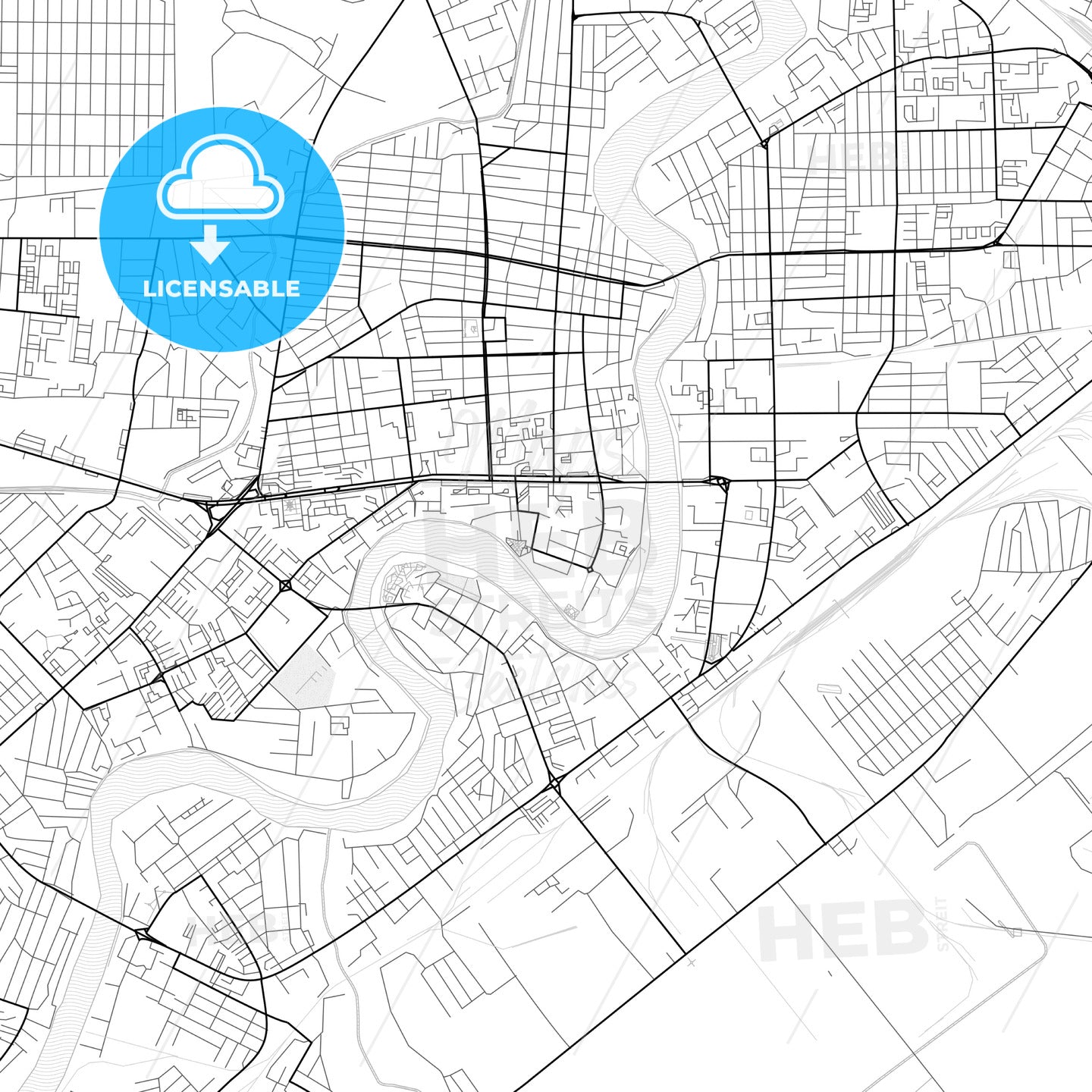 Vector PDF map of Atyrau, Kazakhstan - HEBSTREITS