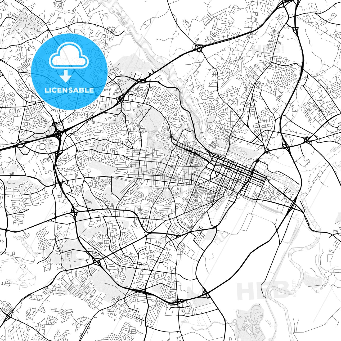 Vector PDF map of Augusta, Georgia, United States