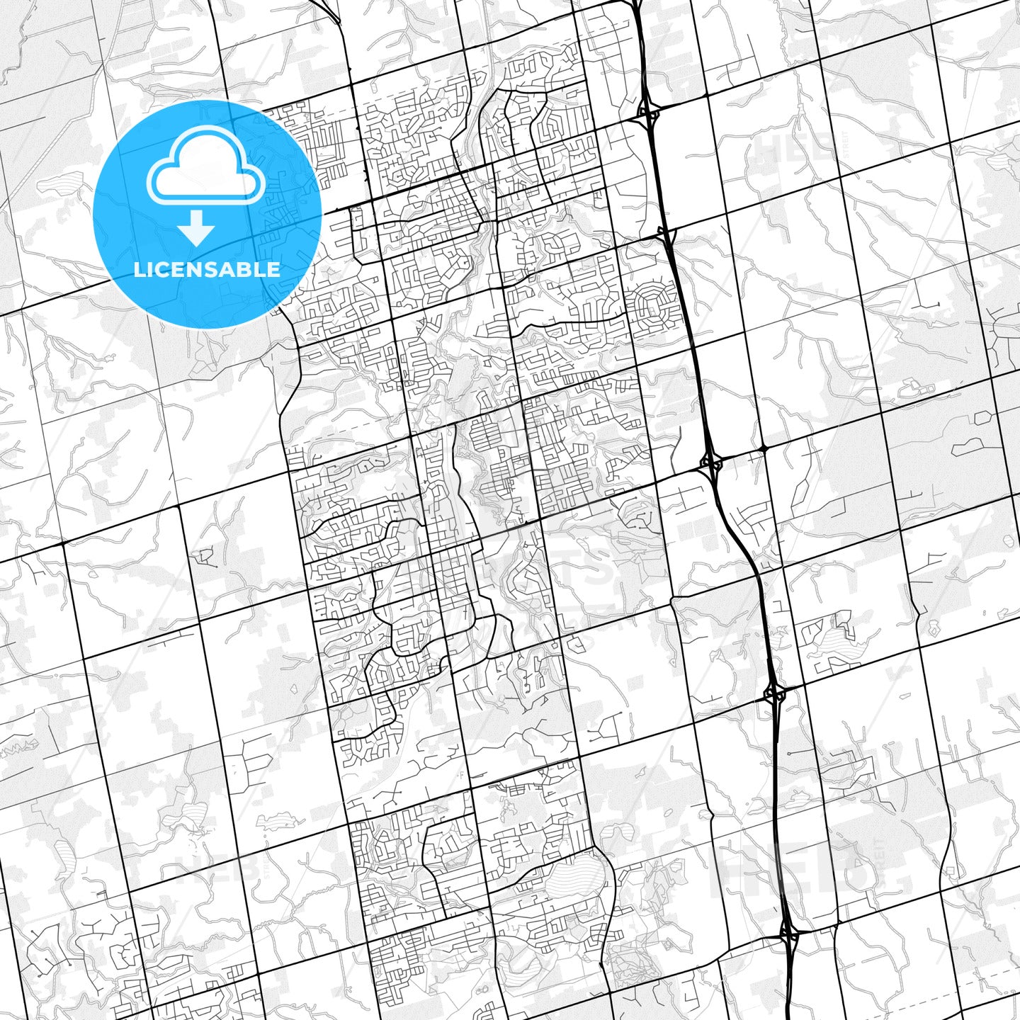Vector PDF map of Aurora, Canada