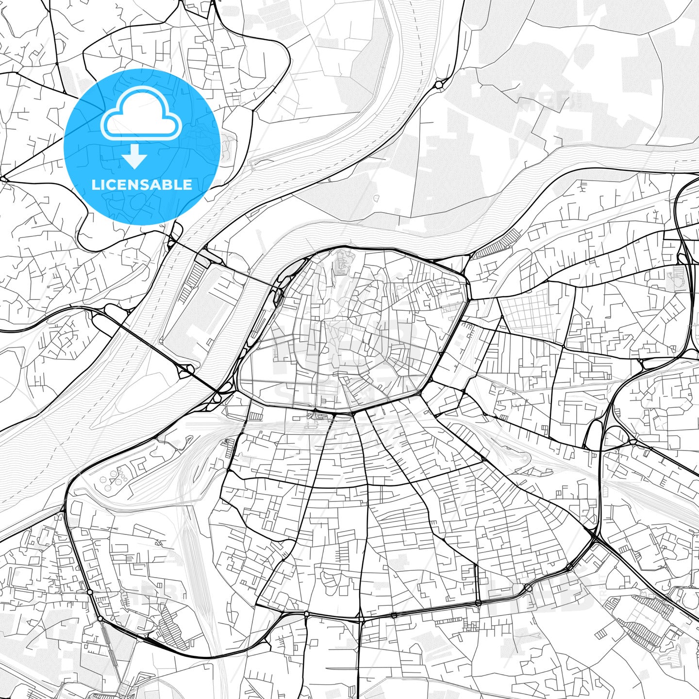 Vector PDF map of Avignon, France