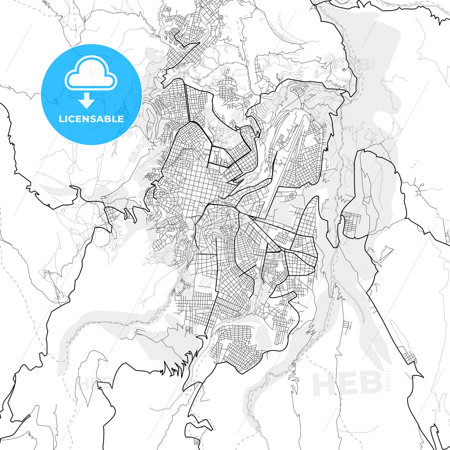 Vector PDF map of Ayacucho, Peru