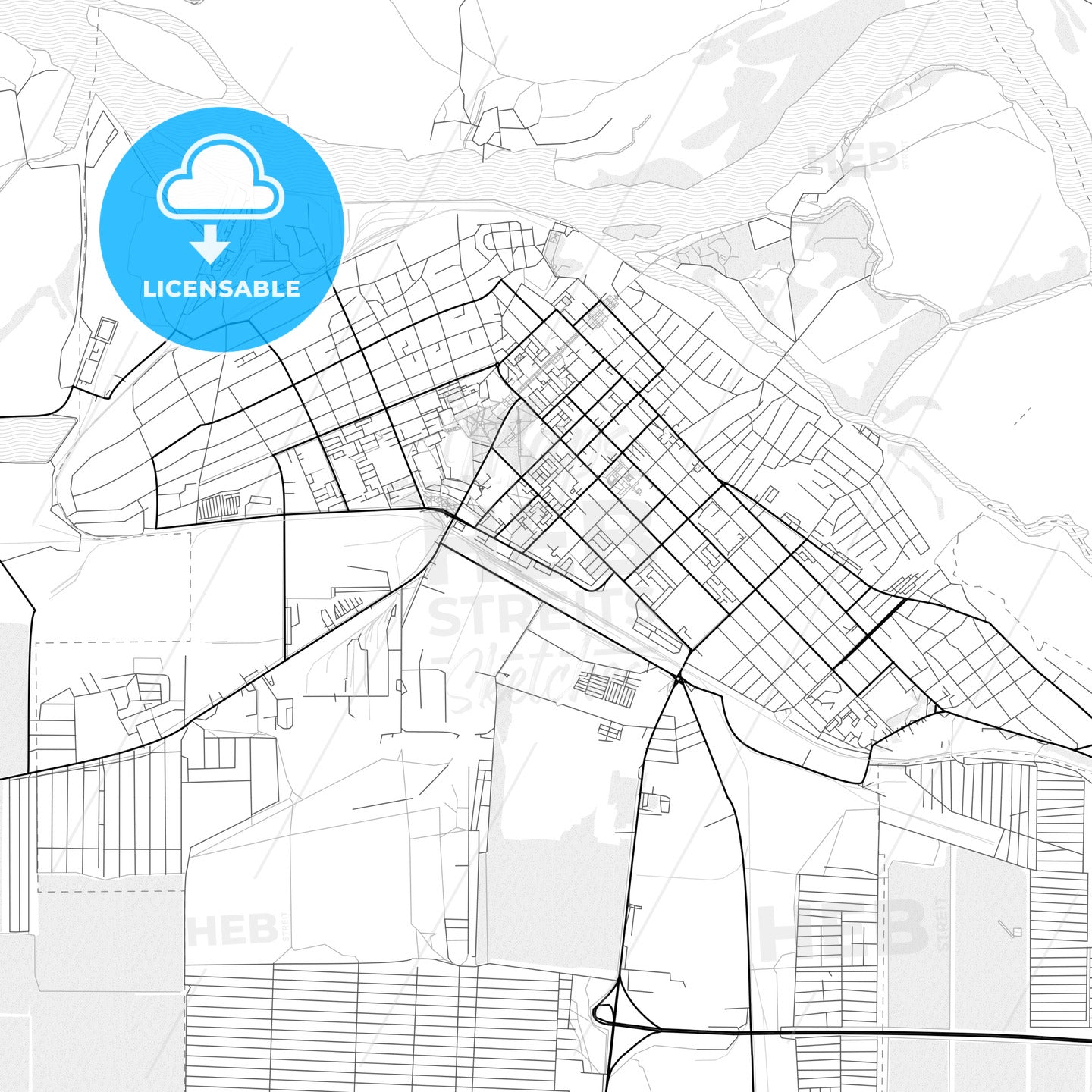 Vector PDF map of Azov, Russia