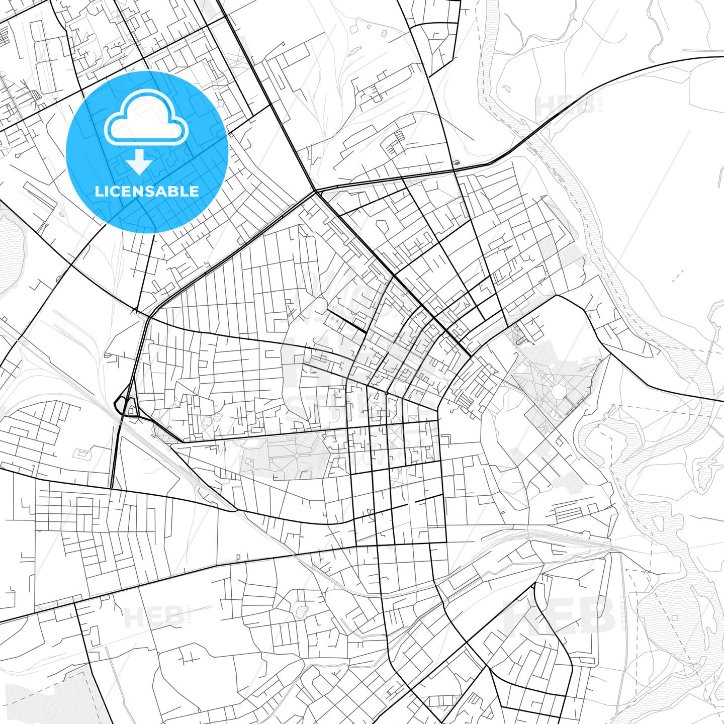 Vector PDF map of Babruysk, Belarus