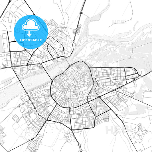 Vector PDF map of Badajoz, Spain