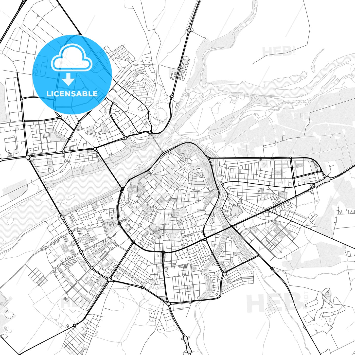 Vector PDF map of Badajoz, Spain