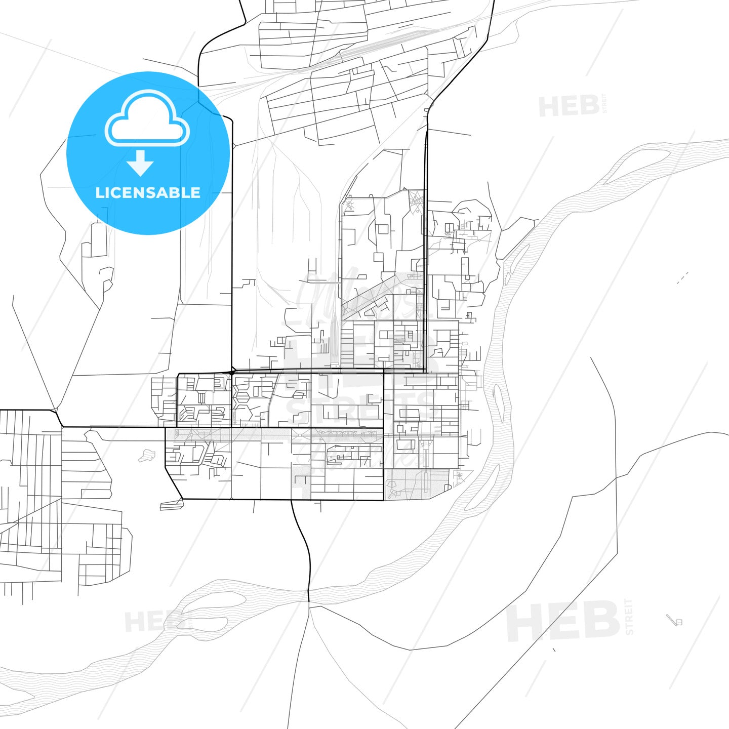 Vector PDF map of Baikonur, Kazakhstan