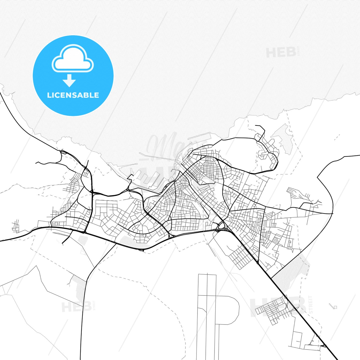 Vector PDF Map Of Bandırma, Turkey - HEBSTREITS