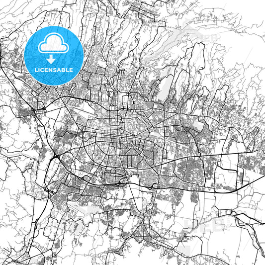 Vector PDF map of Bandung, Indonesia