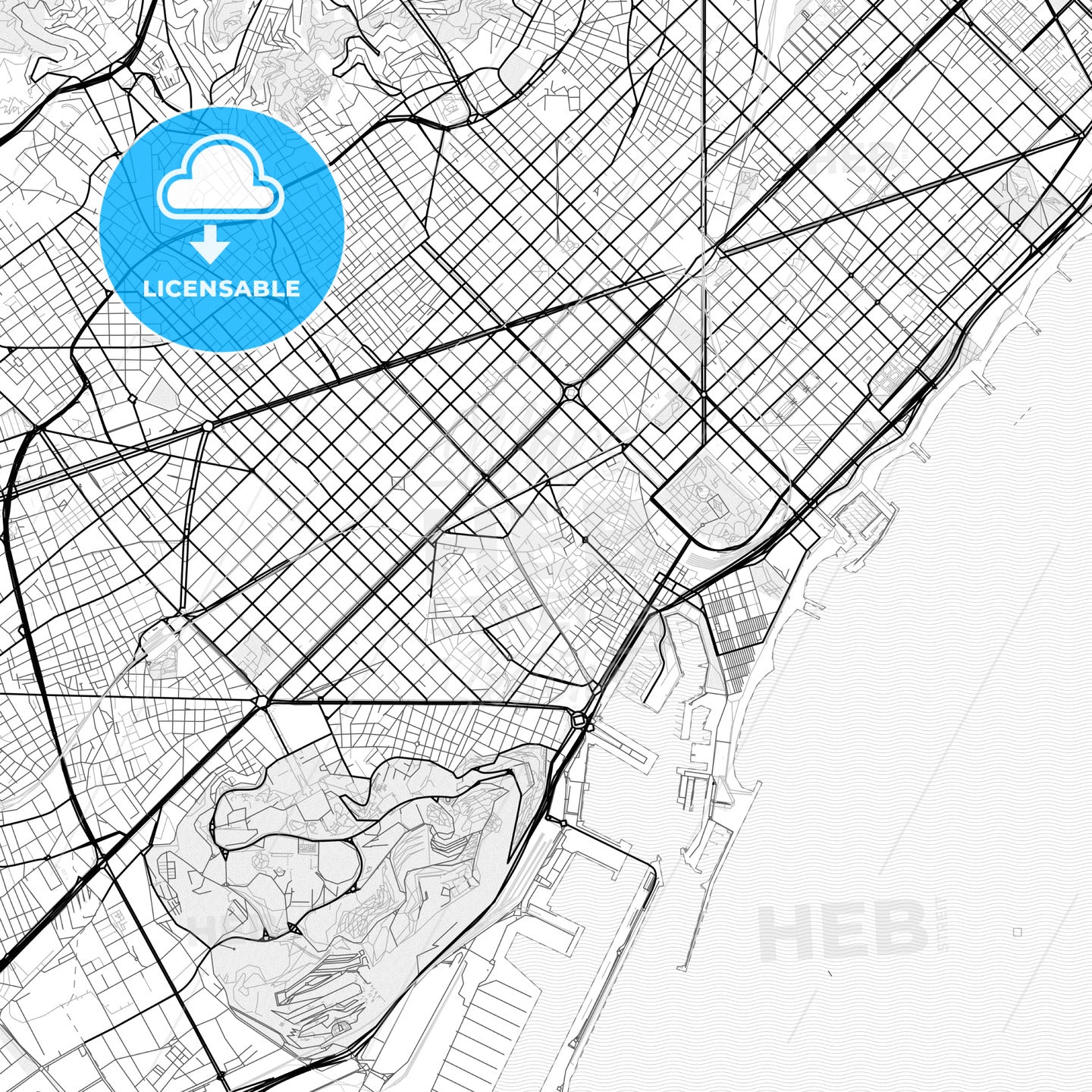Vector PDF map of Barcelona, Spain