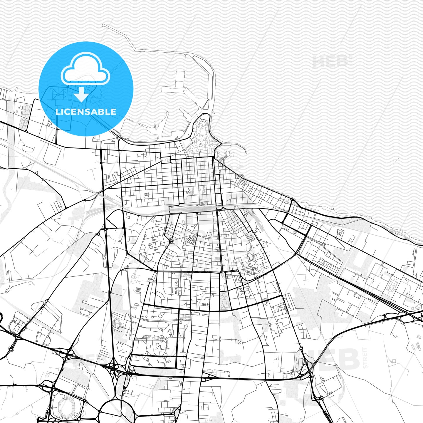 Vector PDF map of Bari, Italy
