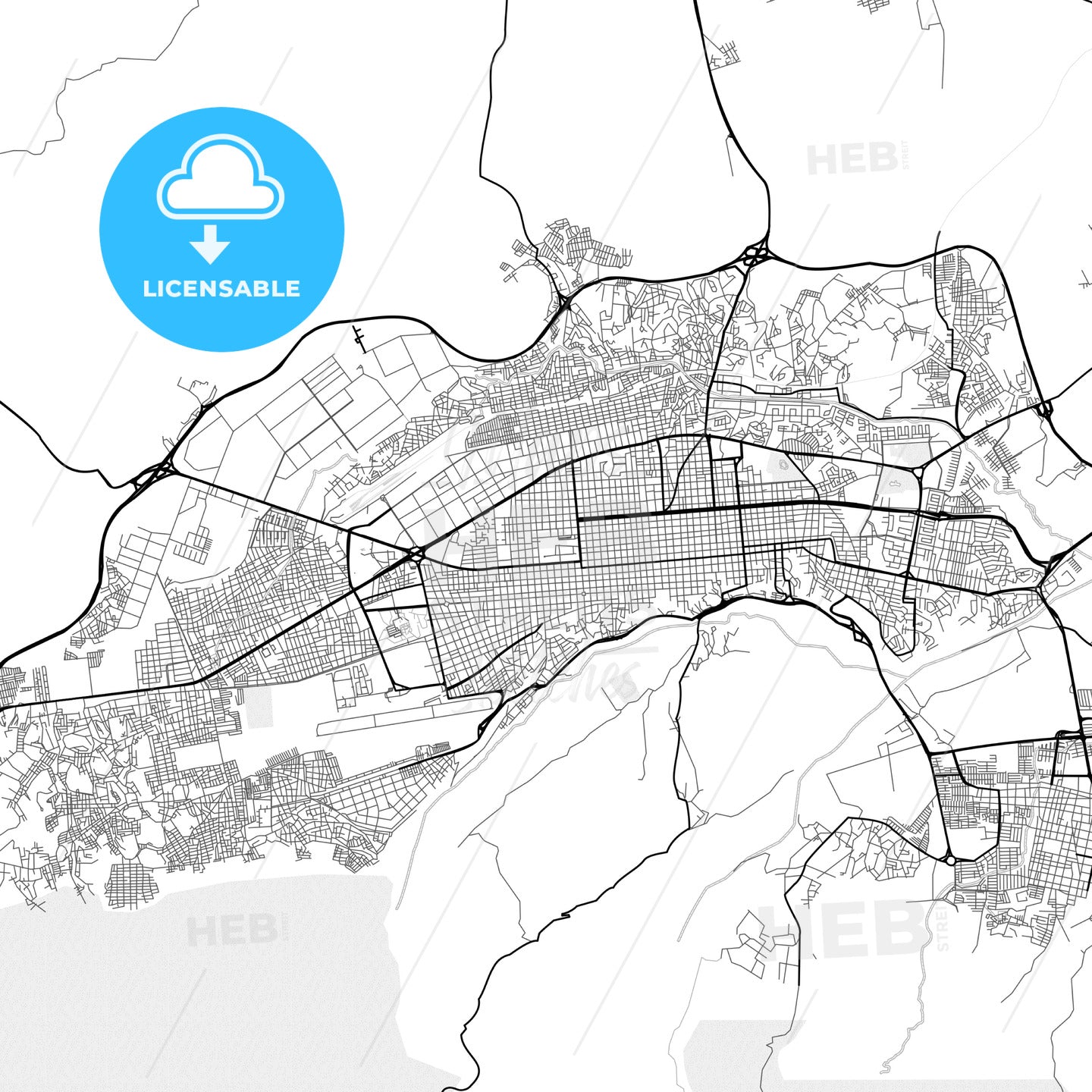 Vector PDF map of Barquisimeto, Venezuela - HEBSTREITS