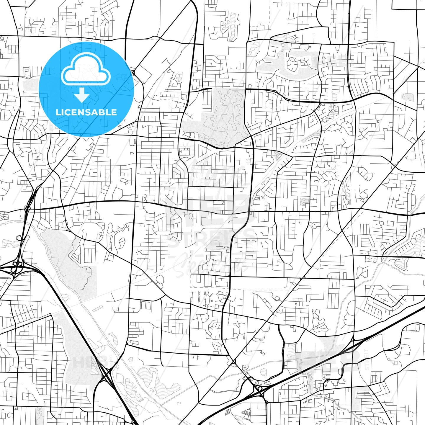 Vector PDF map of Bartlett, Tennessee, United States