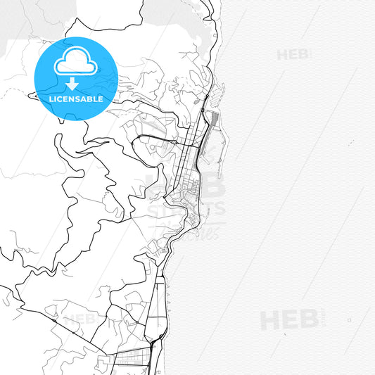 Vector PDF map of Bastia, France