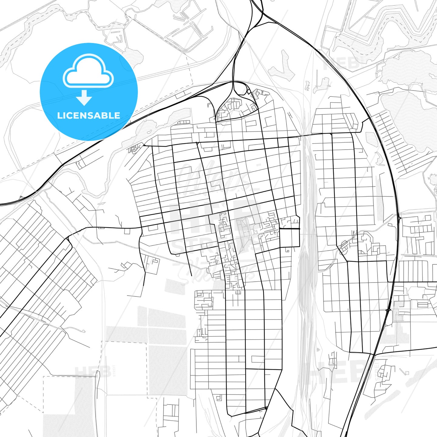 Vector PDF map of Bataysk, Russia