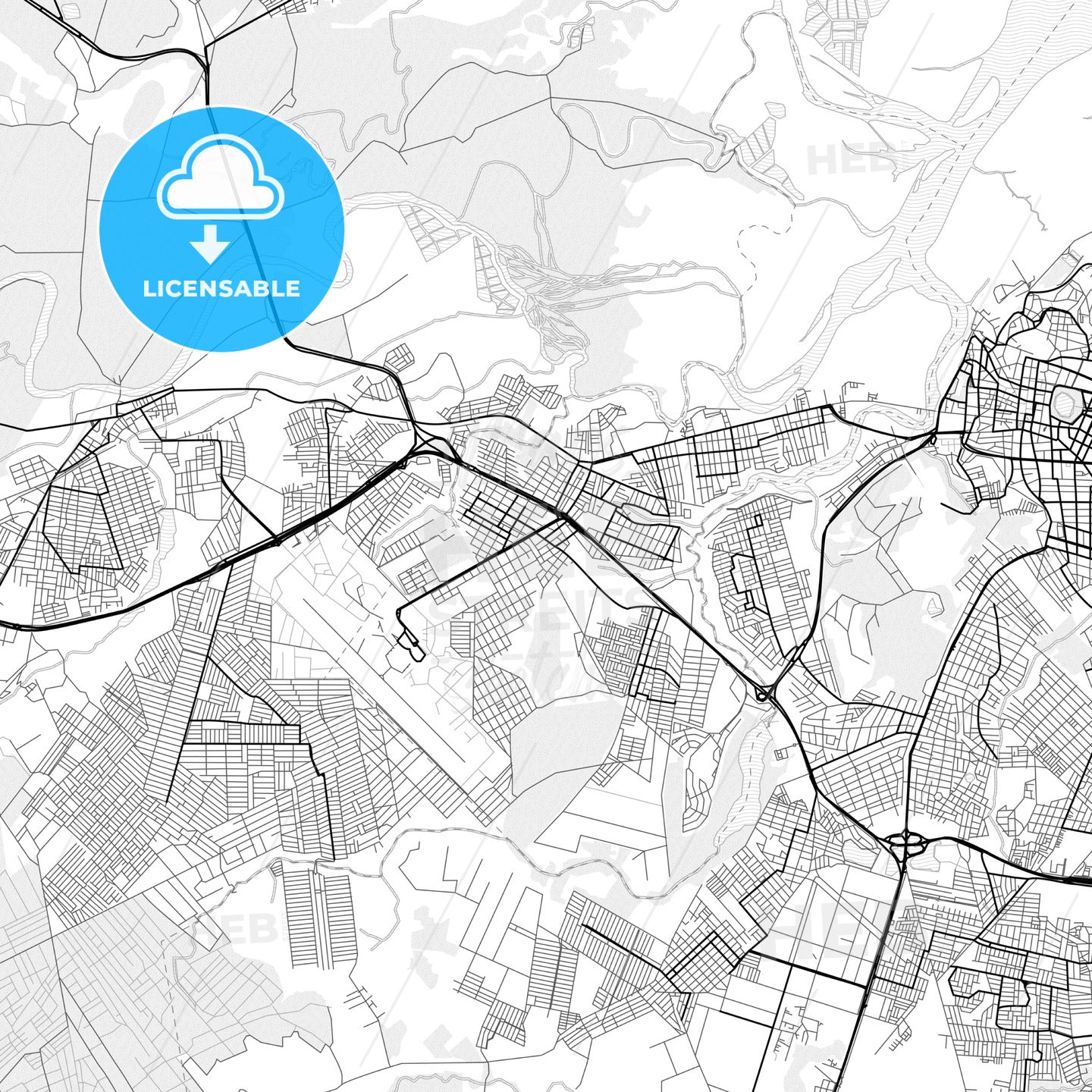 Vector PDF map of Bayeux, Brazil