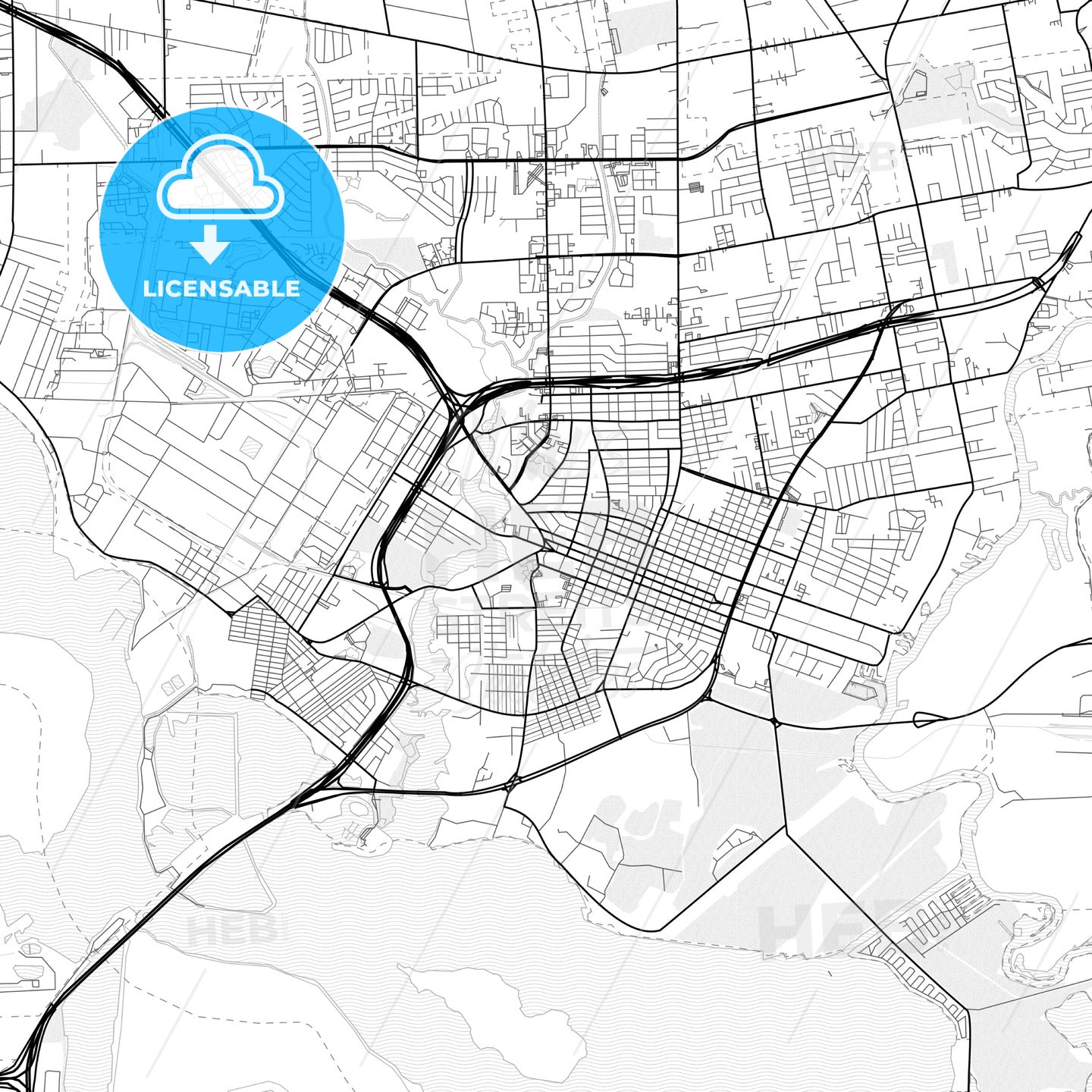 Vector PDF map of Baytown, Texas, United States