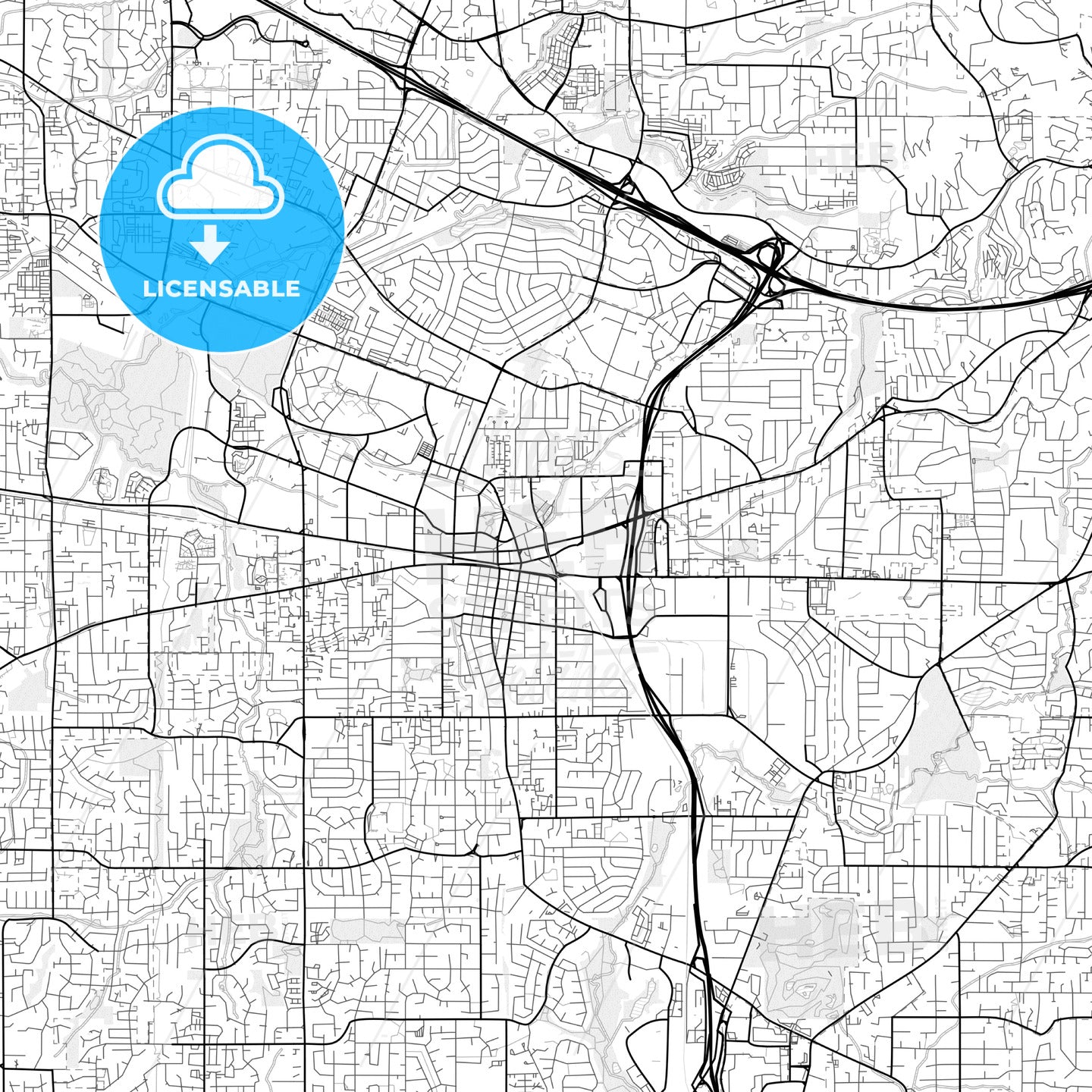 Vector PDF map of Beaverton, Oregon, United States