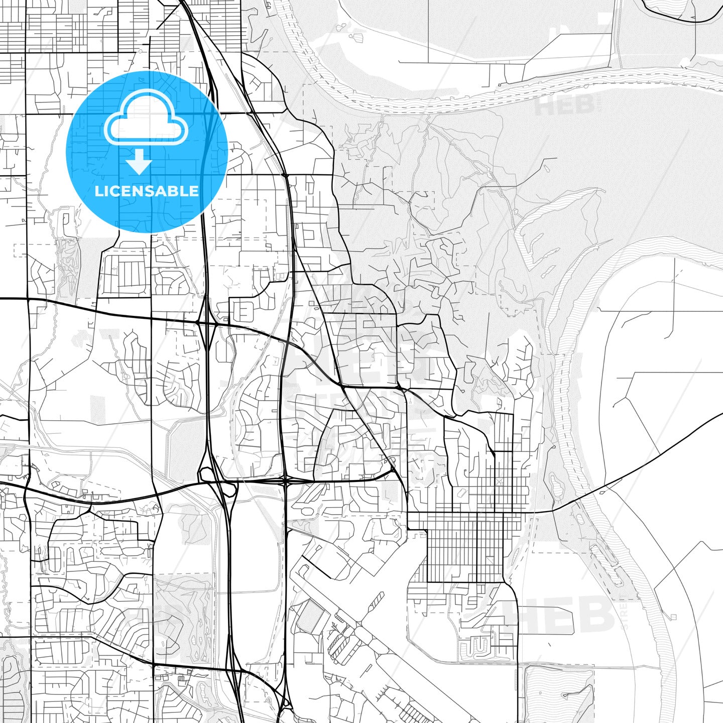 Vector PDF map of Bellevue, Nebraska, United States