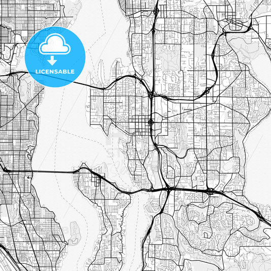 Vector PDF map of Bellevue, Washington, United States