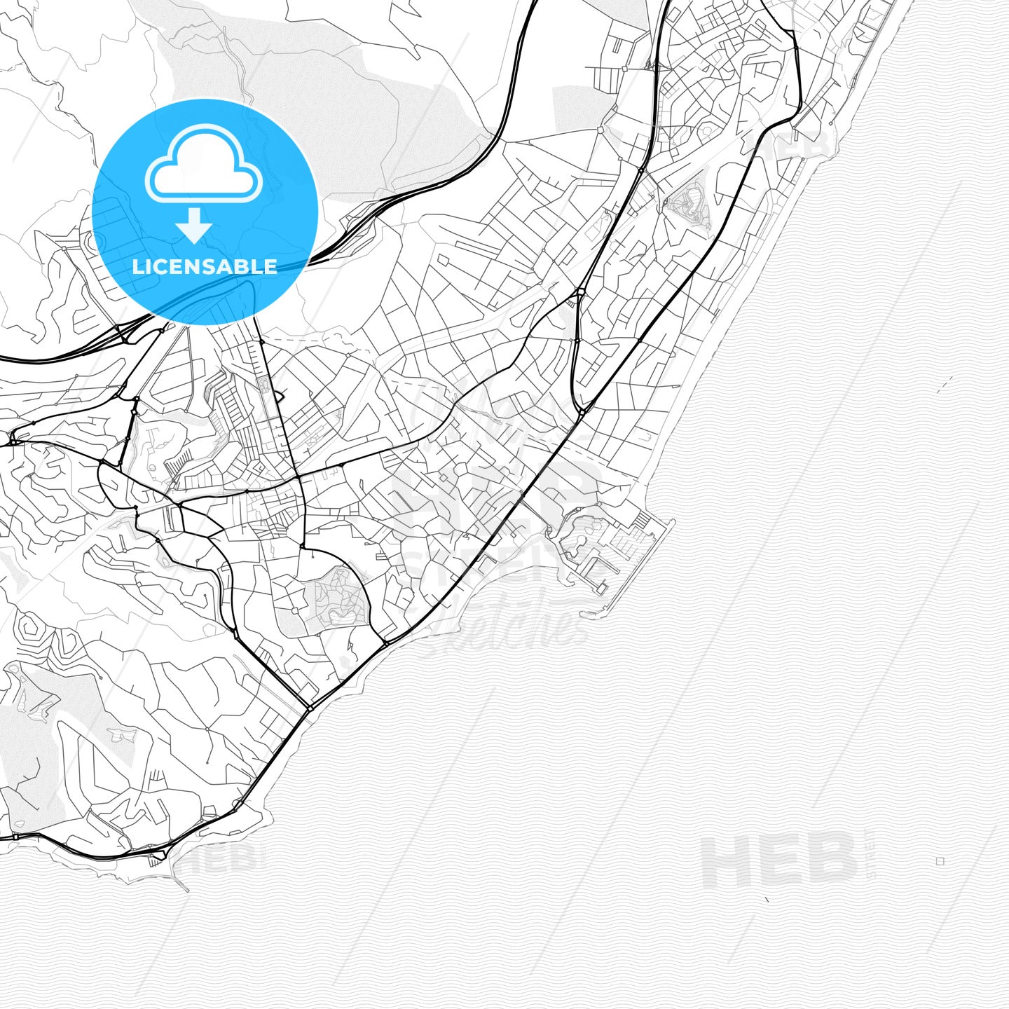 Vector PDF map of Benalmádena, Spain