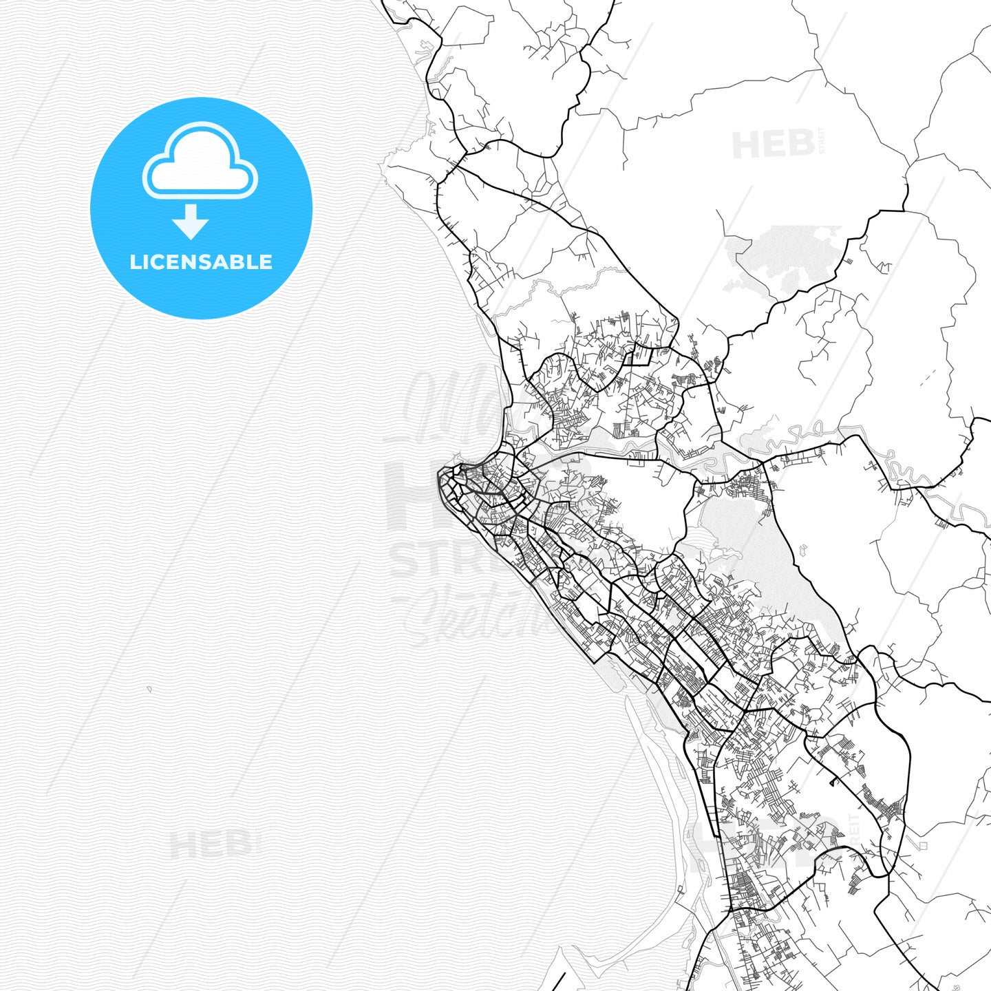 Vector PDF map of Bengkulu, Indonesia