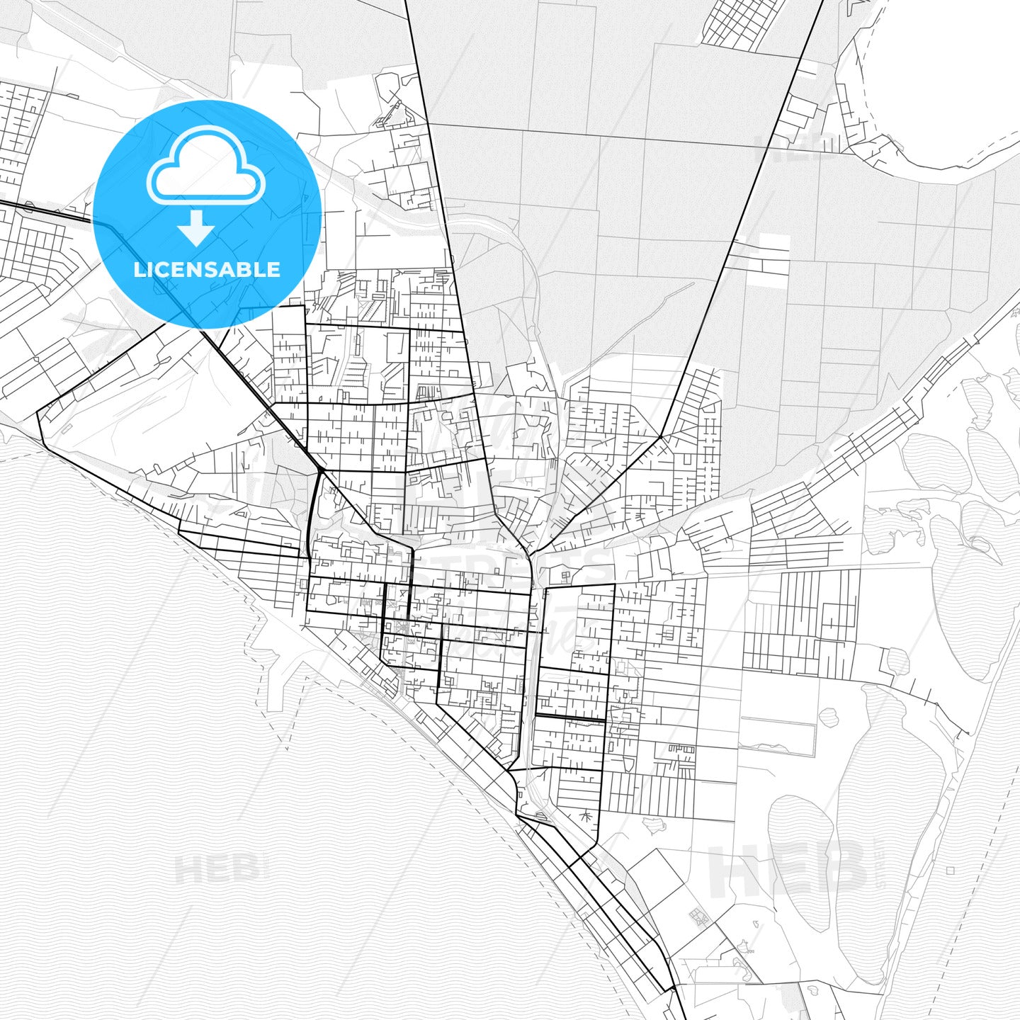 Vector PDF map of Berdiansk, Ukraine