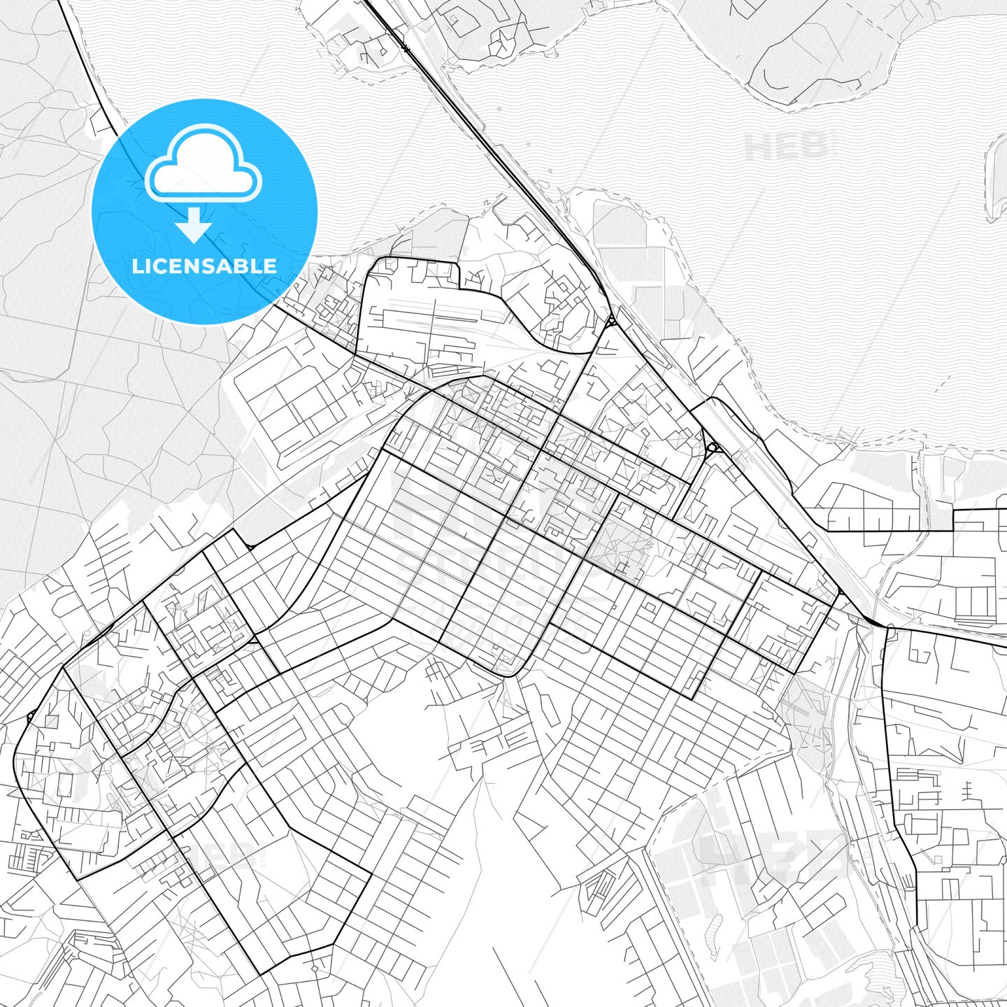 Vector PDF map of Berdsk, Russia