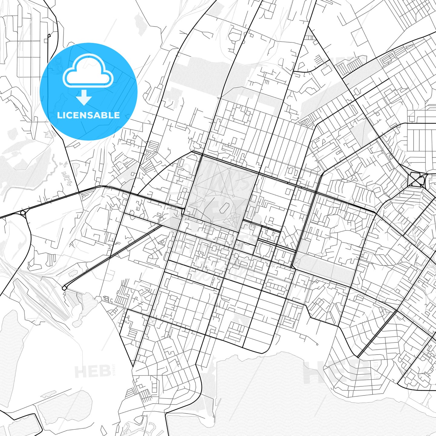 Vector PDF map of Berezniki, Russia