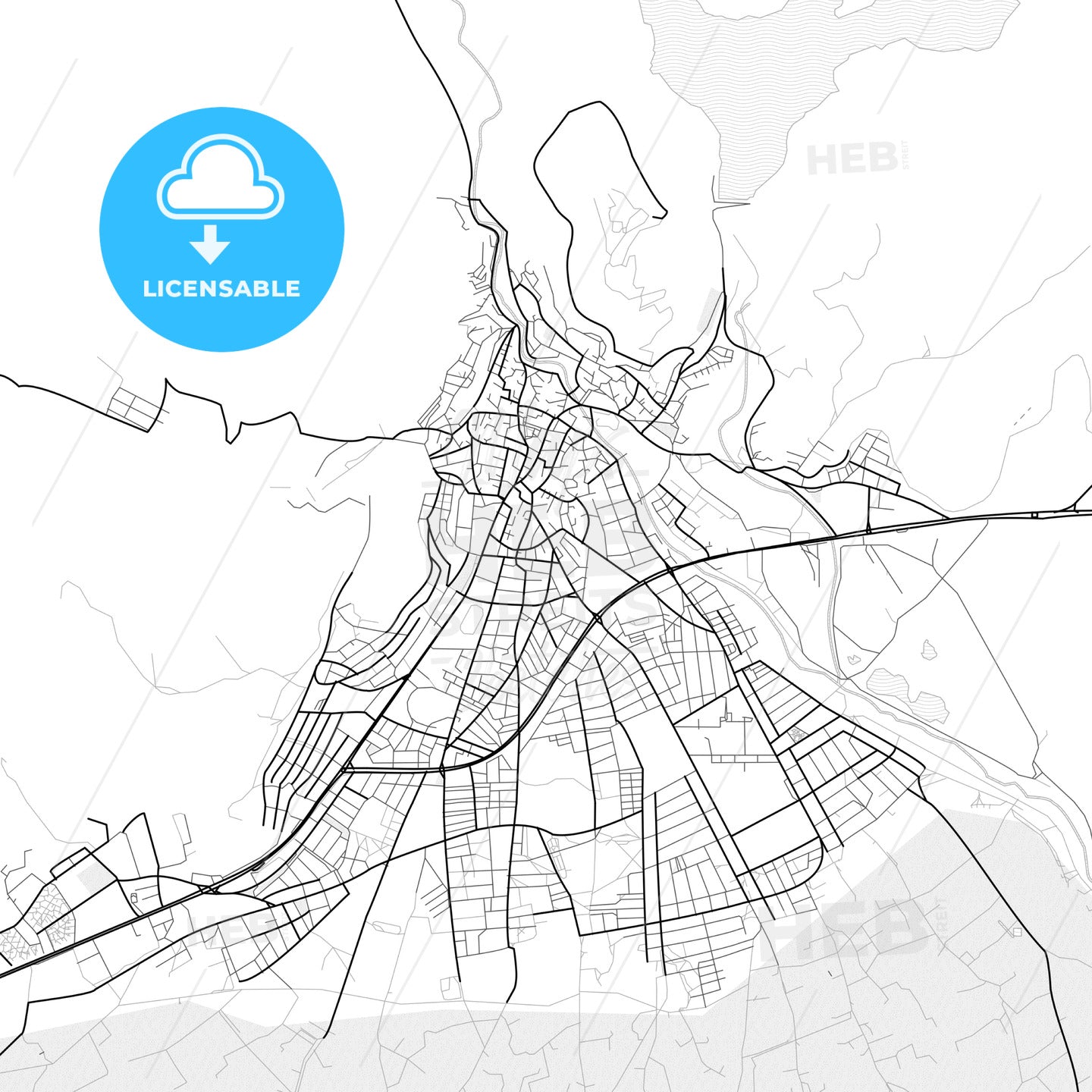 Vector PDF map of Bergama, Turkey