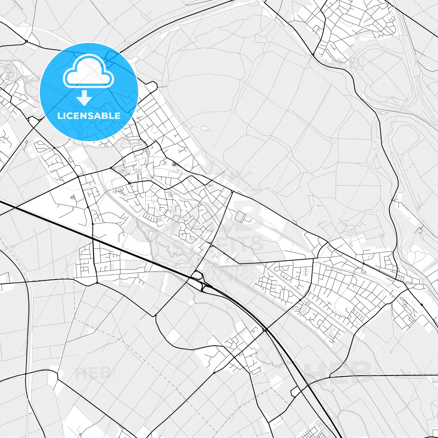 Vector PDF map of Bergheim, Germany