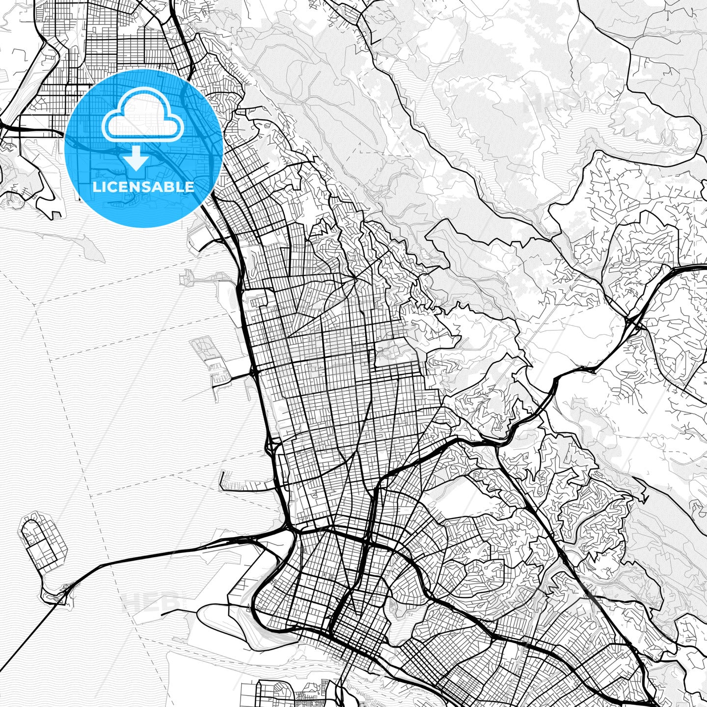 Vector PDF map of Berkeley, California, United States