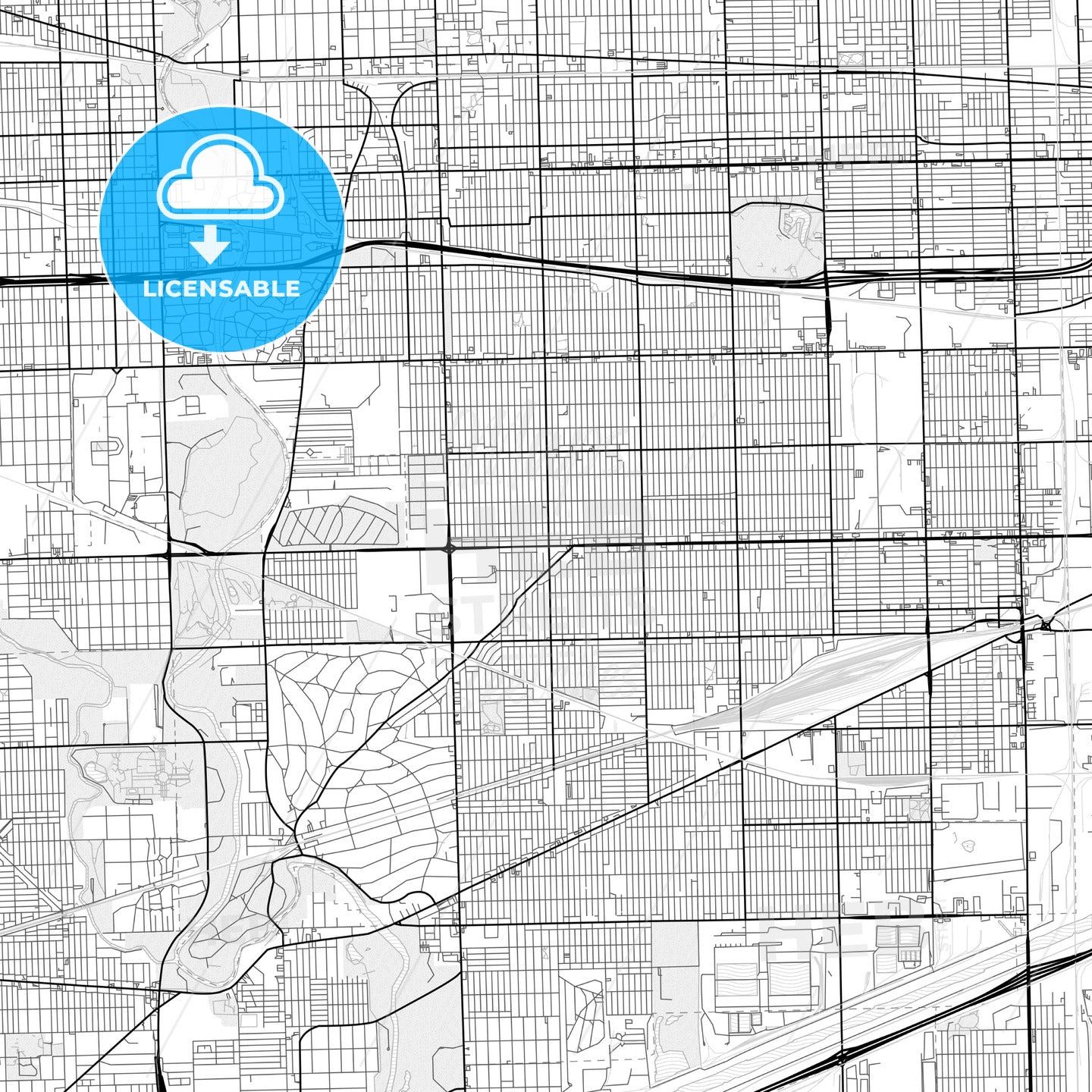 Vector PDF map of Berwyn, Illinois, United States